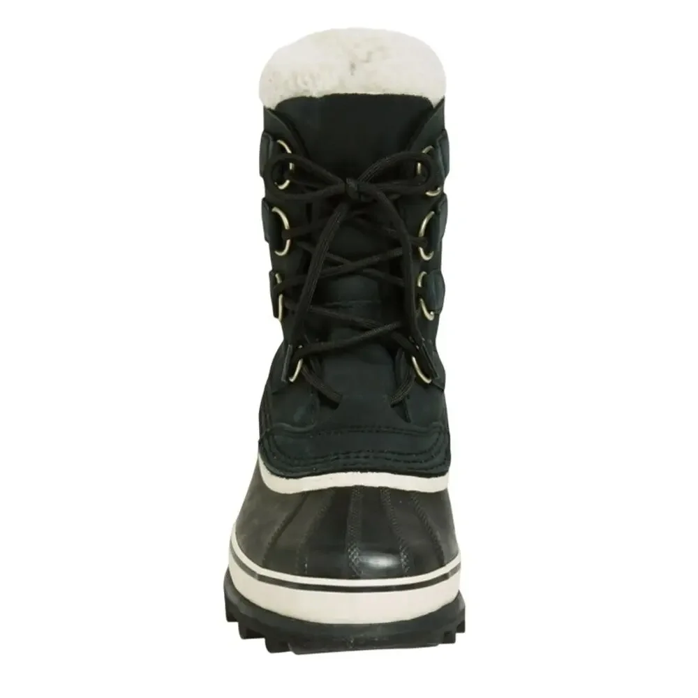 SOREL Womens Caribou Boots US 7.5 Black Stone Leather Insulated Waterproof NWOB